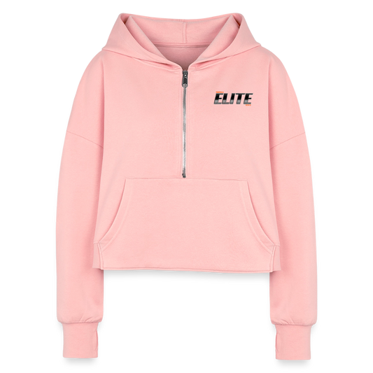 Women's Half Zip Cropped Hoodie - light pink