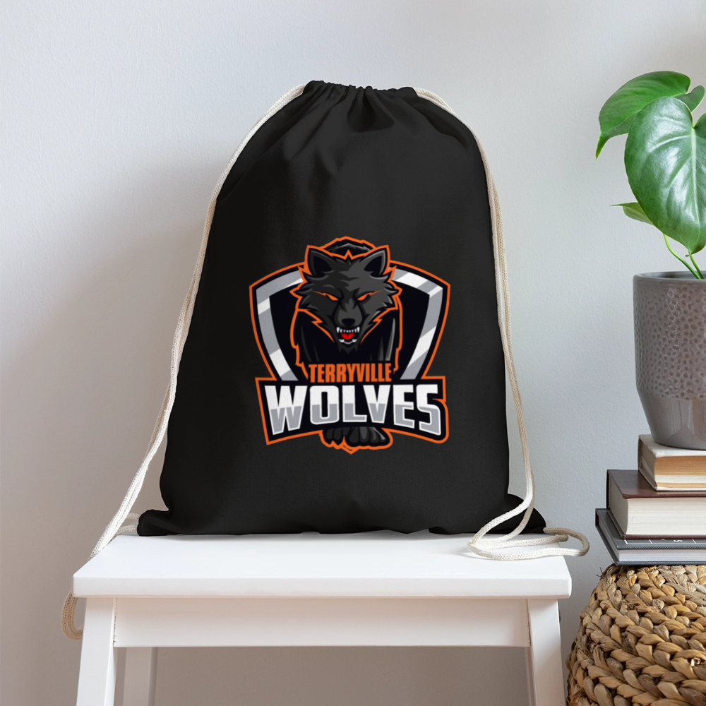 Cotton Drawstring Bag - black