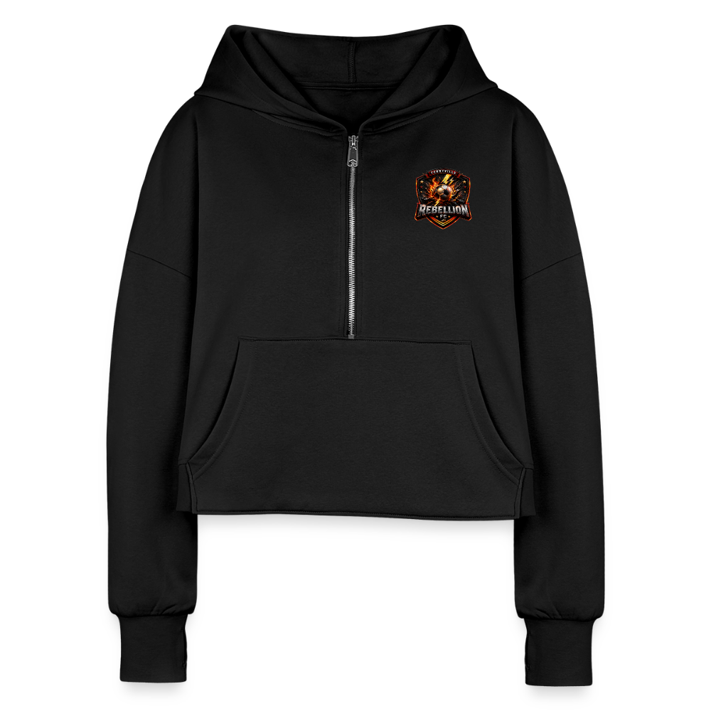 Women's Half Zip Cropped Hoodie - black