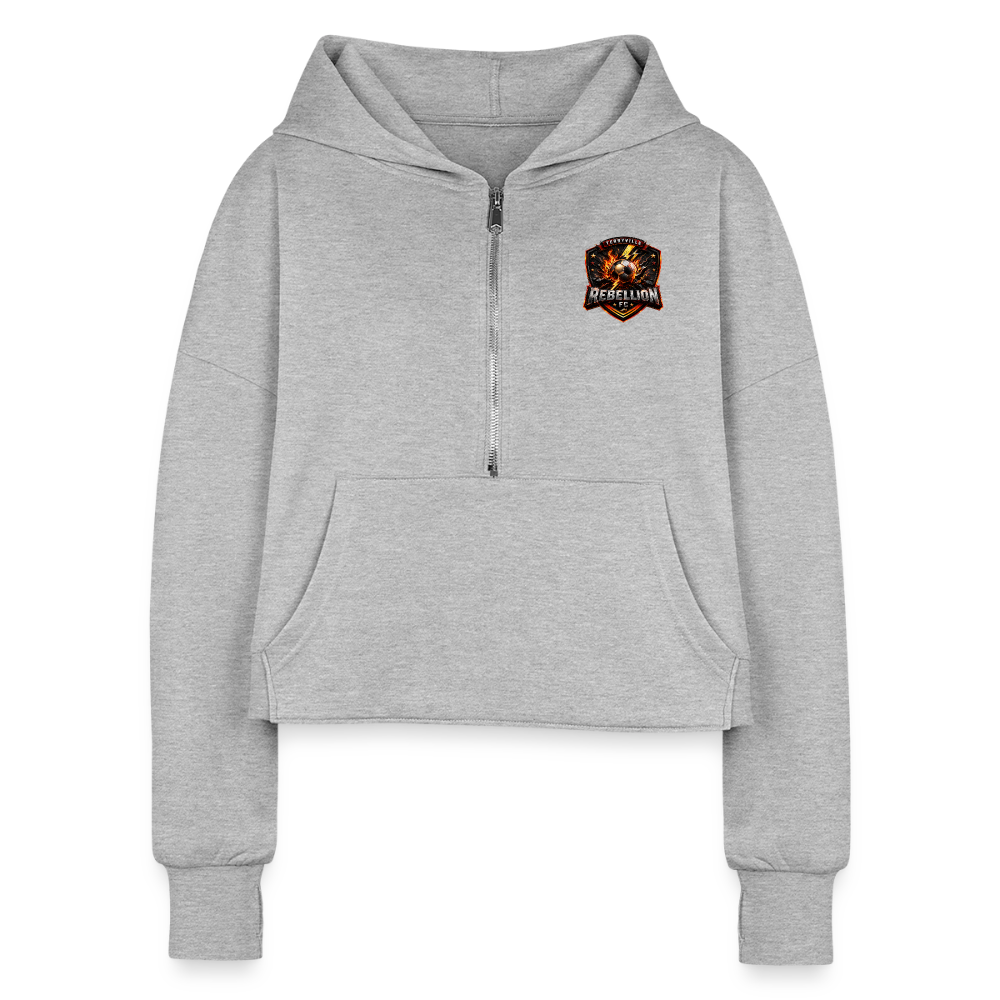 Women's Half Zip Cropped Hoodie - heather gray