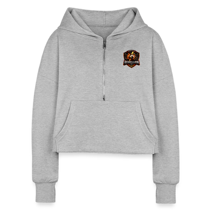 Women's Half Zip Cropped Hoodie - heather gray