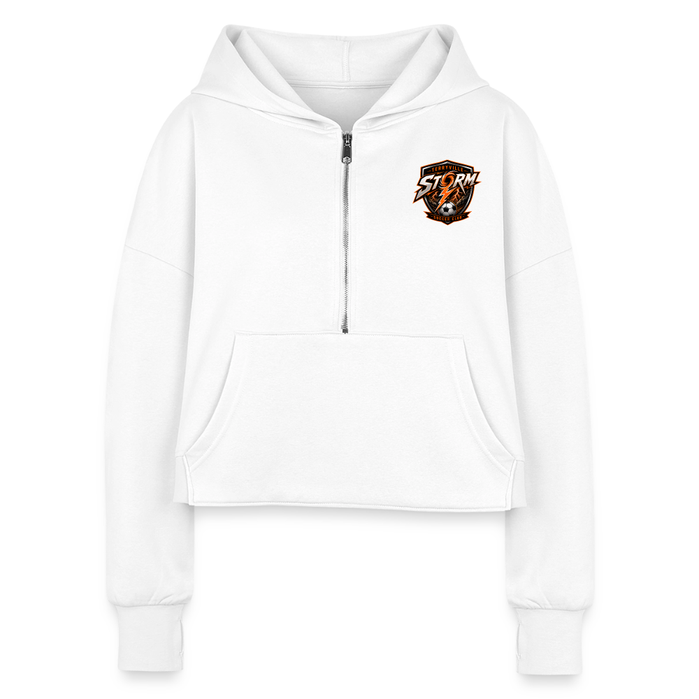 Women's Half Zip Cropped Hoodie - white