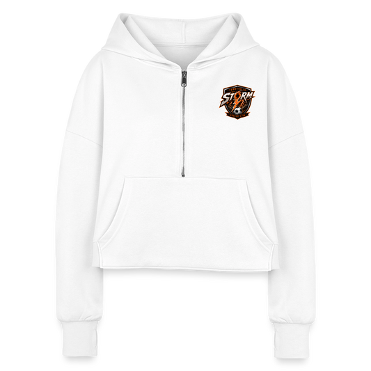 Women's Half Zip Cropped Hoodie - white