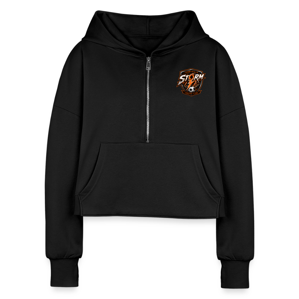 Women's Half Zip Cropped Hoodie - black