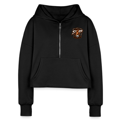 Women's Half Zip Cropped Hoodie - black