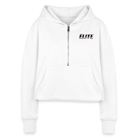 Women's Half Zip Cropped Hoodie - white