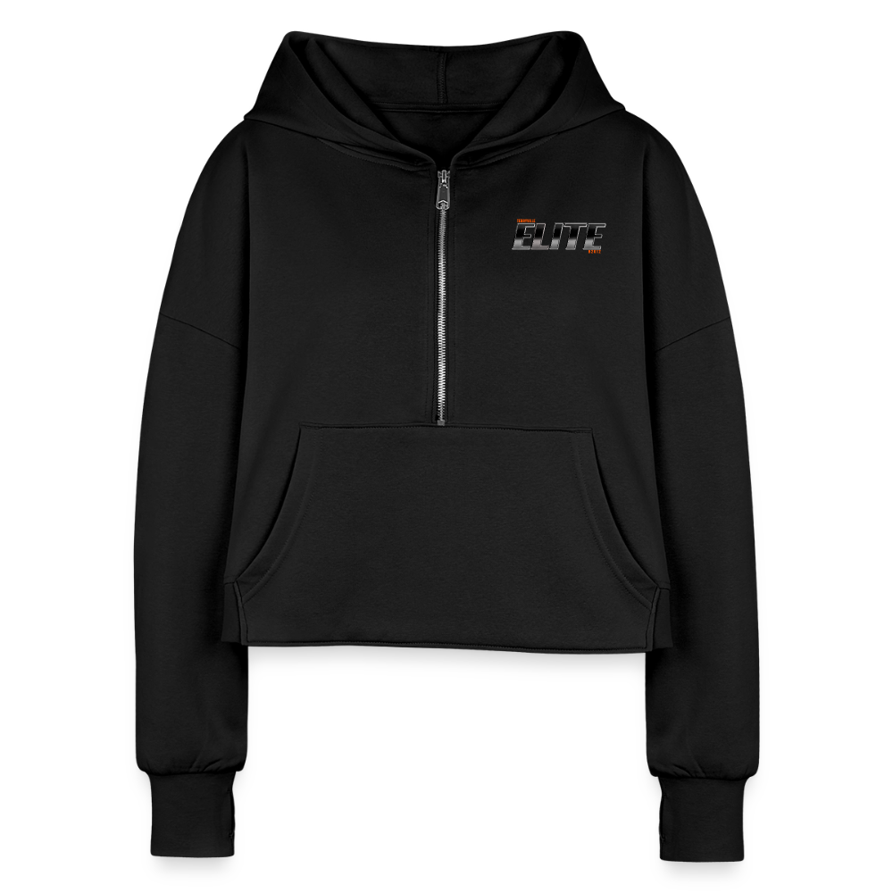 Women's Half Zip Cropped Hoodie - black