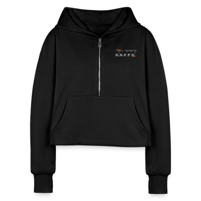 Women's Half Zip Cropped Hoodie - black