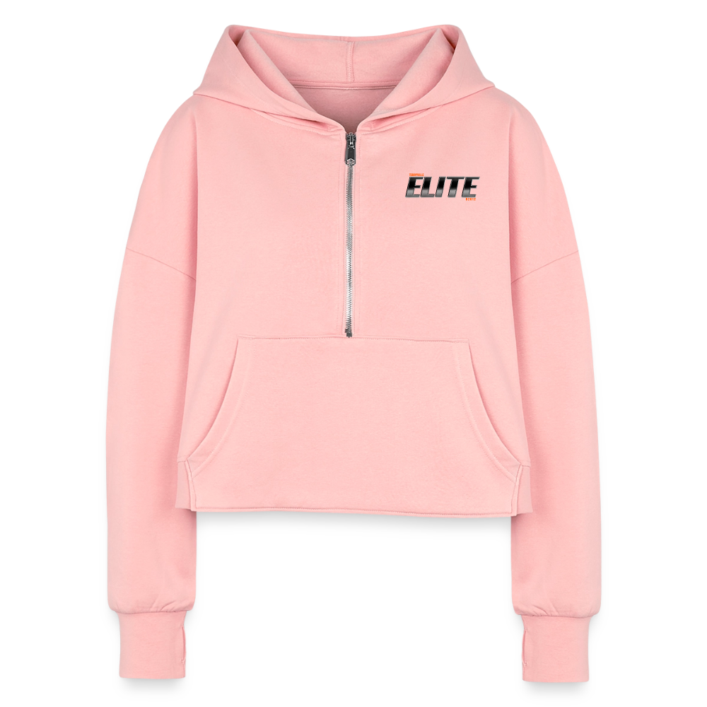 Women's Half Zip Cropped Hoodie - light pink