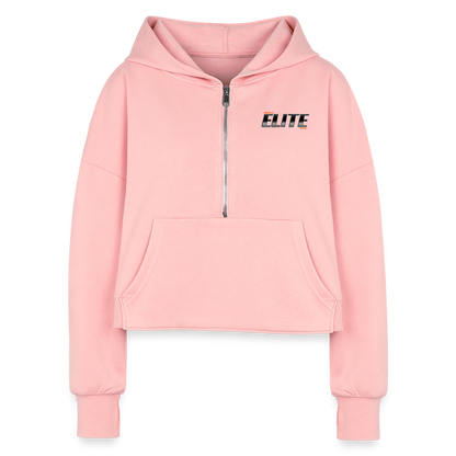 Women's Half Zip Cropped Hoodie - light pink