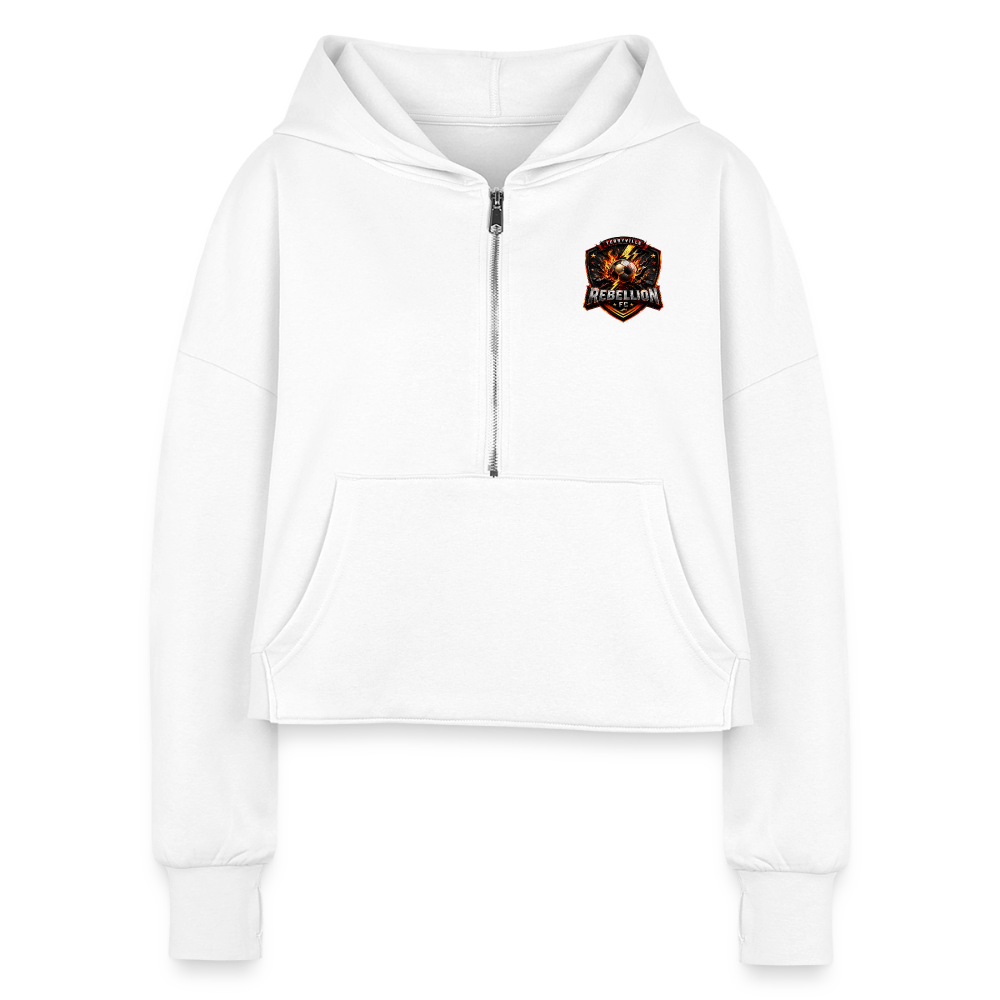 Women's Half Zip Cropped Hoodie - white