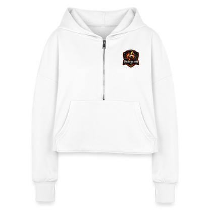 Women's Half Zip Cropped Hoodie - white