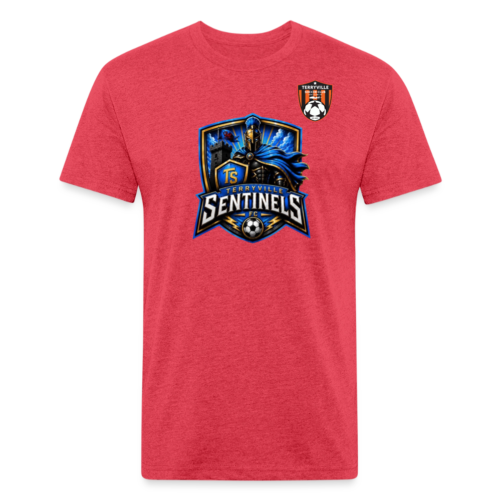 Fitted Cotton/Poly T-Shirt by Next Level - heather red